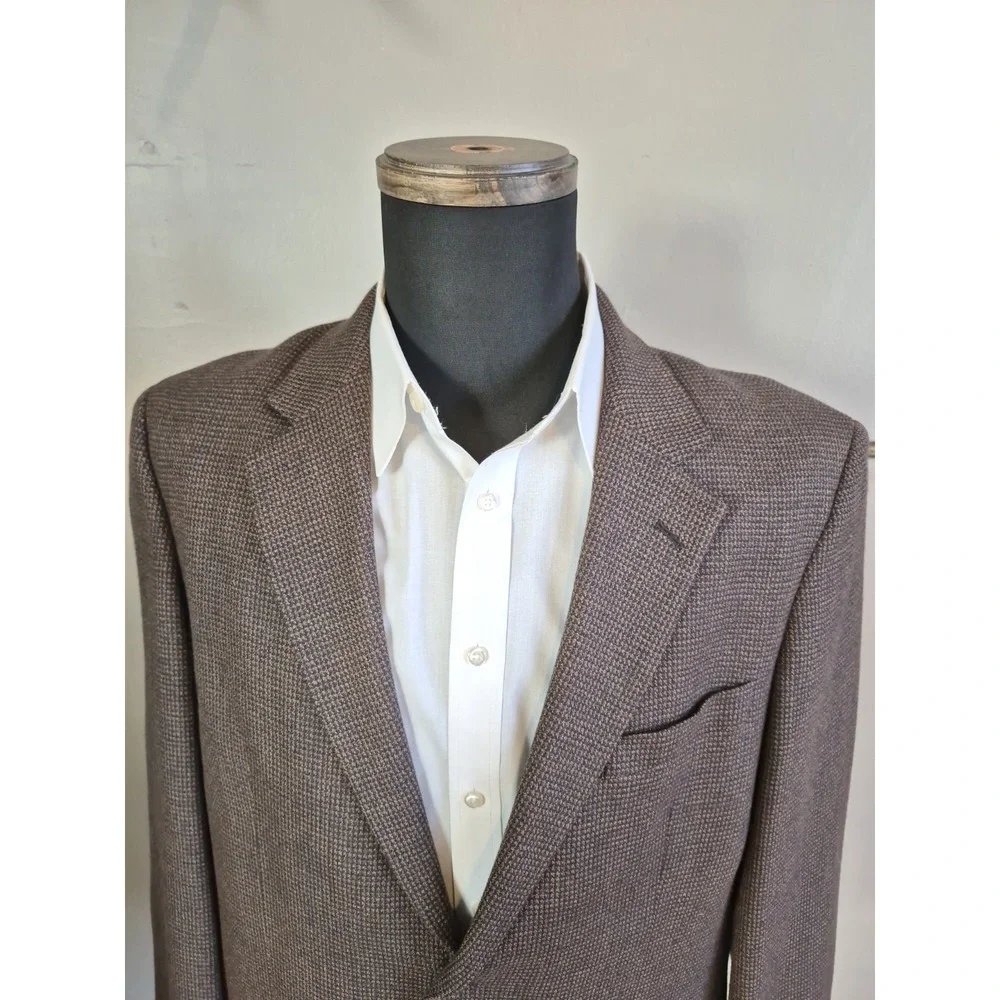 Pronto Uomo Mens Wool Sports Coat 42L Brown Check 2 Button Blazer Italy Style
